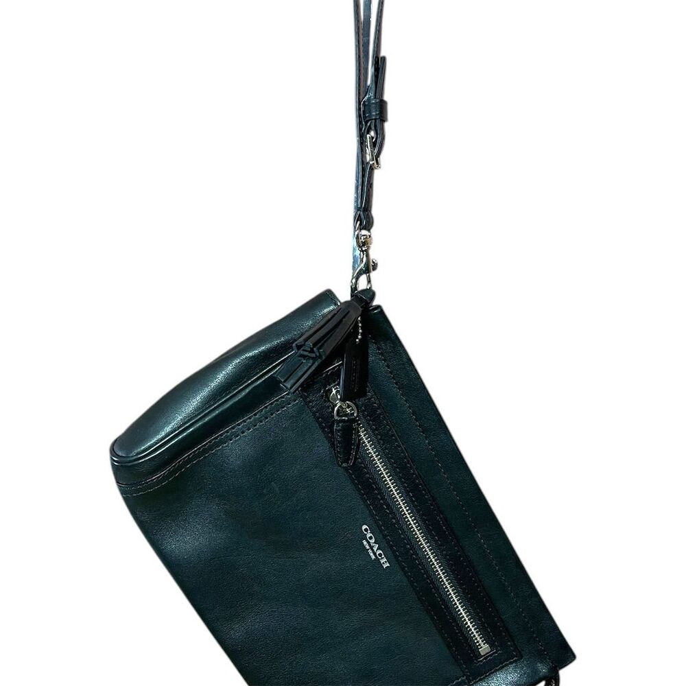 Coach Y2K Clutch Bag Black Leather Wristlet Casual Women's Vintage Tassel